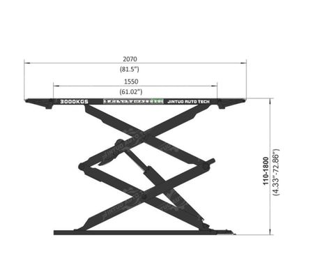 4000KG 1670mm Car Lift Heavy Duty Scissor Lift For Auto Repair Shops